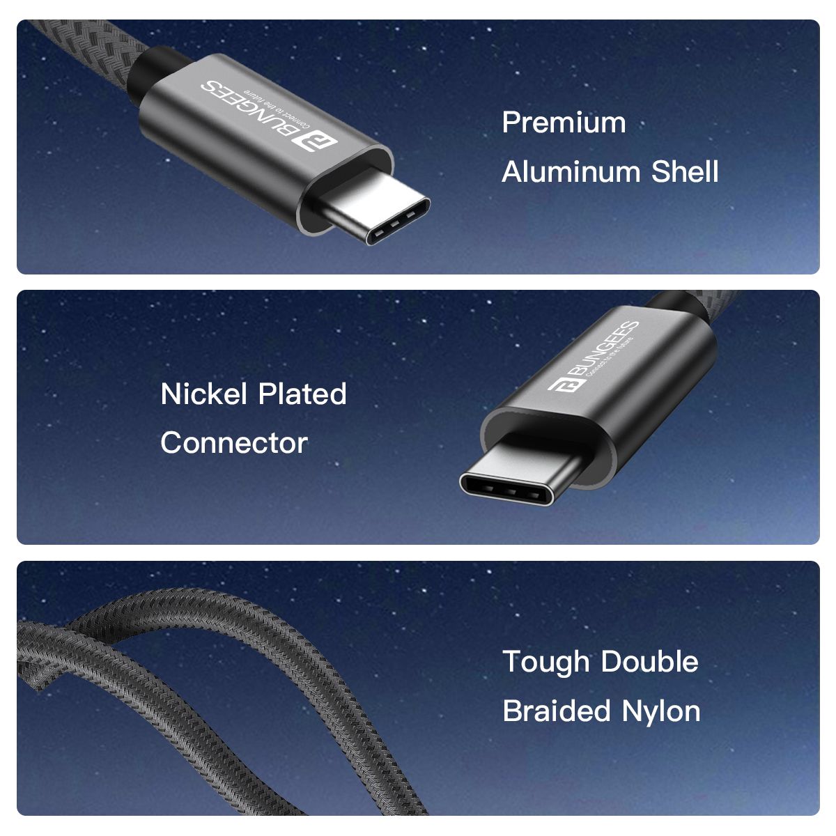 Bungees Type-C Cable PD 100W | 20 Gbps | 4K 60Hz | 2m view 4